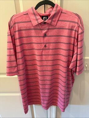 FootJoy Pink Horizontal Stripe Polo